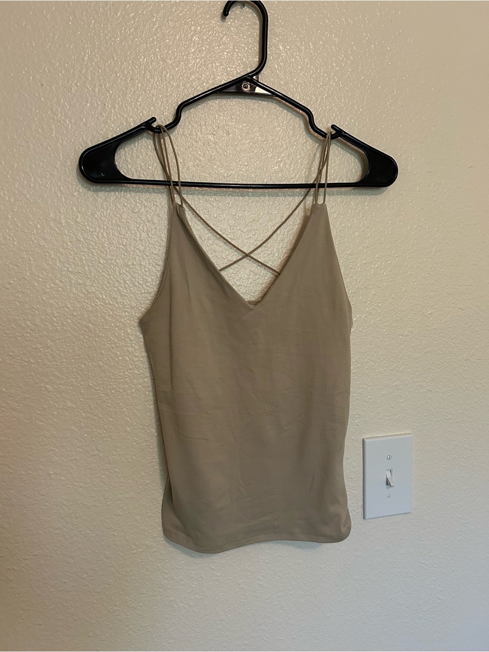 gaze Taupe Crisscross Strappy V-Neck Cami